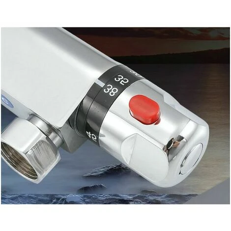 Mitigeur Thermostatique Pour Douche, Murale Robinet Thermostatique De Douche Avec Bouton Sécurisé à 38°C Anti-brûlure Mitigeur - Chromé 3 Mitigeur Thermostatique Pour Douche, Murale Robinet Thermostatique De Douche Avec Bouton Sécurisé à 38°C Anti-brûlure Mitigeur - Chromé – Image 3