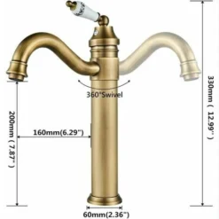 Lavabo Robinet Laiton Haut, Robinet Salle De Bain Avec Bec Haut Pivotant à 360° Mitigeur Lavabo, Chaude Et Froide RéGlable De Mitigeur Lavabo, Mitigeur Salle De Bain -Grohe || Hansgrohe Soldes Magasin 99983965 5